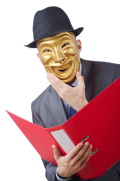 Espionage concept with masked man on white — Stock Photo, Image