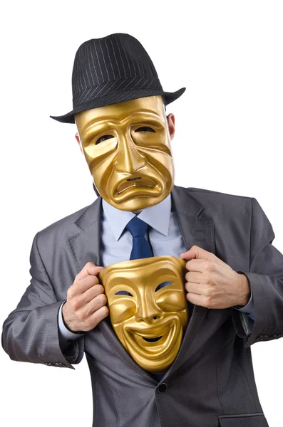 彼のアイデンティティを隠すマスクを持ったビジネスマン — ストック写真