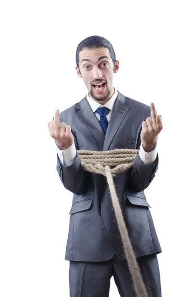 Бізнесмен пов'язаний з мотузкою — стокове фото