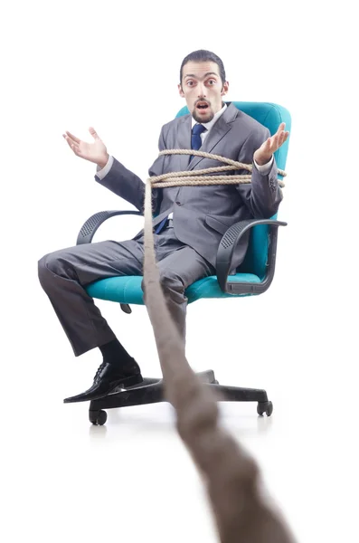 Geschäftsmann mit Seil gefesselt — Stockfoto
