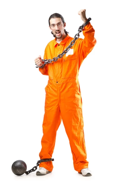 Verbrecher in orangefarbener Robe im Gefängnis — Stockfoto