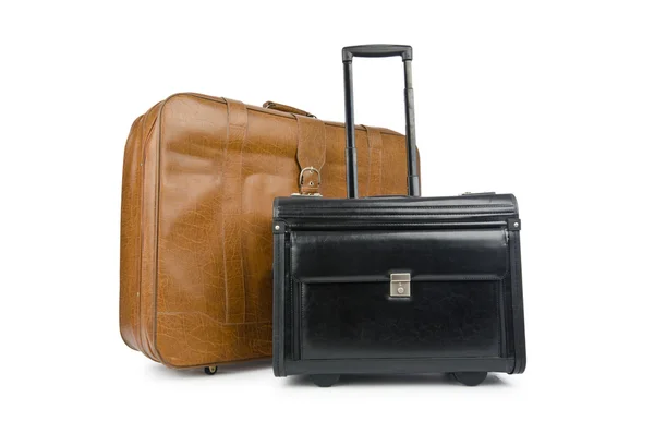 Concetto di viaggio con valigia su bianco — Foto Stock