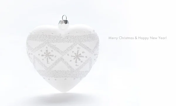 Julkort med vitt hjärta — Stockfoto