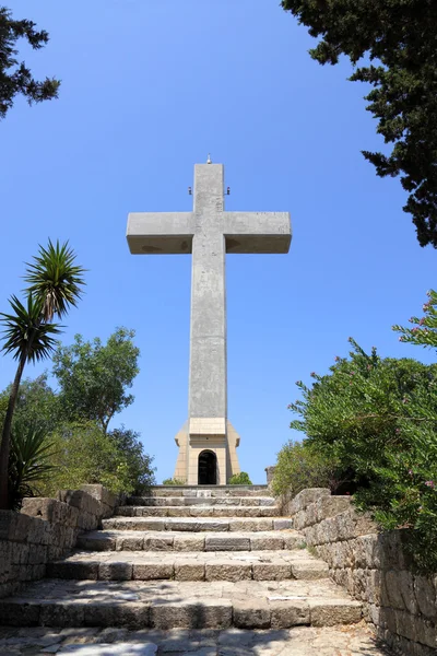 stock image Cross on mount filerimos, Greece, Rhodes