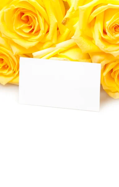 Rosas com cartão vazio — Fotografia de Stock