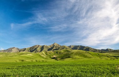 Landcscape hight mountains. Landscape in the fields. clipart