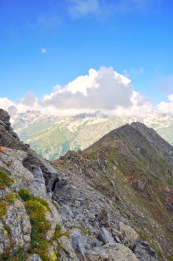 Summer view of high mountain Dombaj. Russia