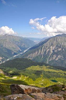 Summer view of high mountain Dombaj. Russia