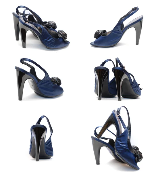 Голубая обувь с высоким каблуком — стоковое фото