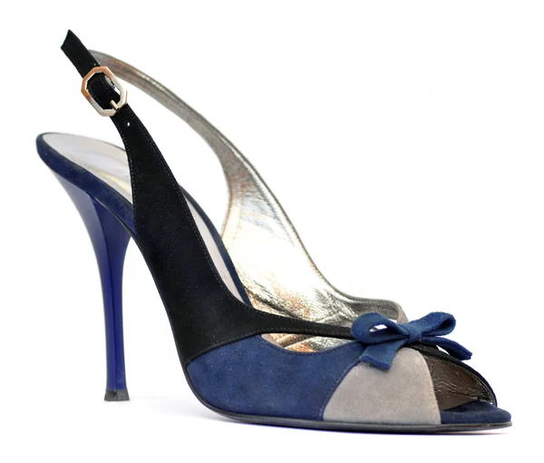 Blue high heeled shoe isolated — Stock Photo, Image