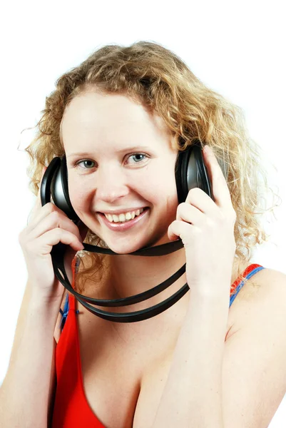 Young girl listening to music — Stock Photo, Image