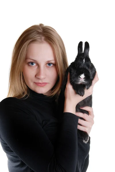 Blonde en zwarte konijn — Stockfoto