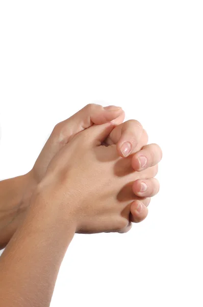 Hände in einem Gebet umklammert — Stockfoto