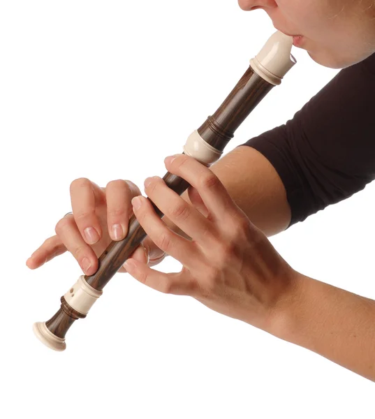 Hands and flute — Stock Photo, Image