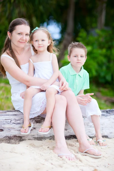 Mother and two kind outdoors — Stock Photo, Image