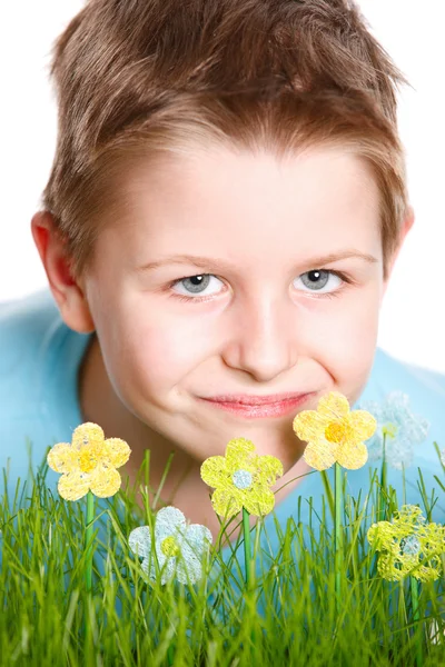 春天的小男孩的肖像 — 图库照片