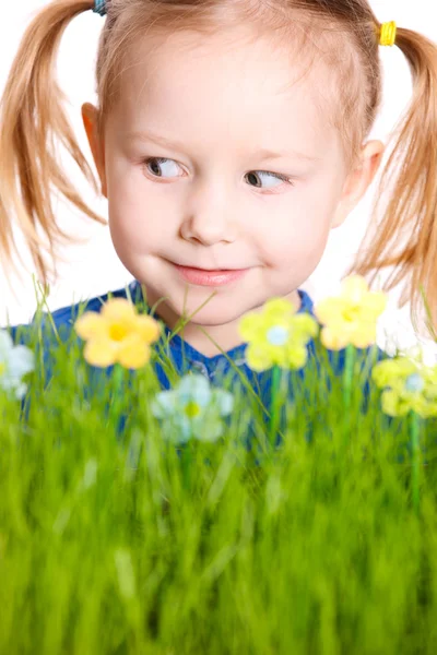 Jarní portrét holčička — Stock fotografie