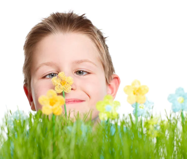 Portret wiosna ładny chłopiec — Zdjęcie stockowe