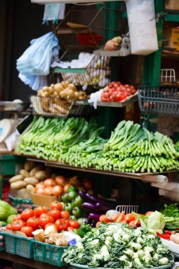 Herbs and vegetables at market clipart