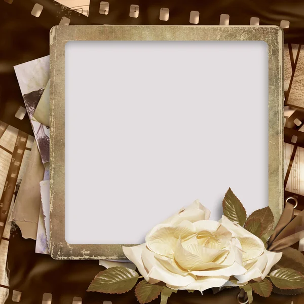 Vintage background with photo-frame and film strip — Stock Photo, Image
