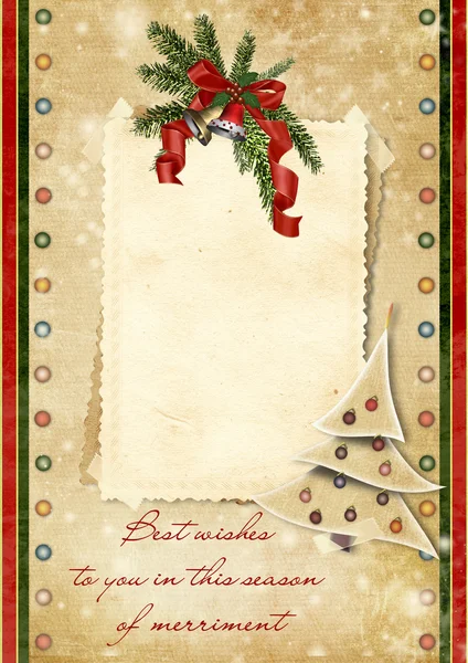Vintage Christmas card with the wishes — Stock Photo, Image