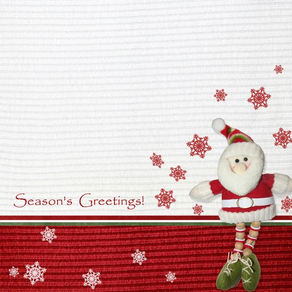 Carte de voeux avec le Père Noël sur fond tricoté — Photo