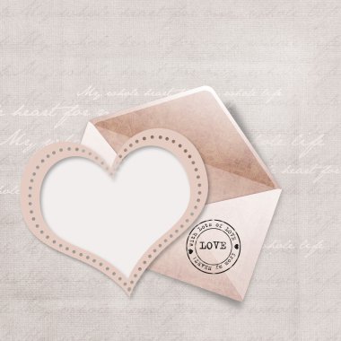 Greeting card with envelope and heart clipart