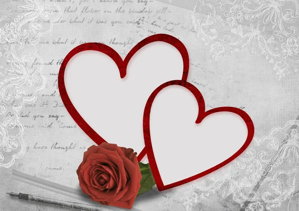 Vintage αγάπη κάρτα με ένα τριαντάφυλλο — Φωτογραφία Αρχείου