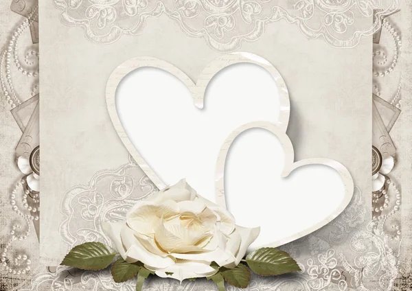 Винтажная любовная карта с розами — стоковое фото