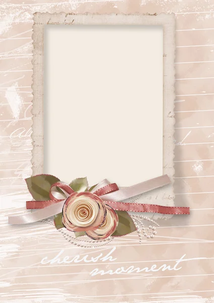 Tarjeta de felicitación vintage a la amada con rosas —  Fotos de Stock