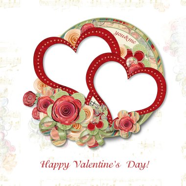 Greeting Card to Valentine's Day with roses&hearts clipart