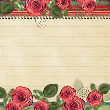 Retro background with beautiful roses for congratulations and in clipart