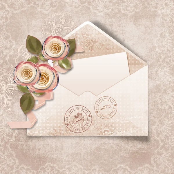 Fundo vintage bonito com envelope para parabéns — Fotografia de Stock