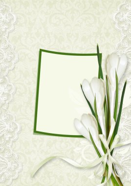 Vintage kant achtergrond met frame en sneeuwklokjes