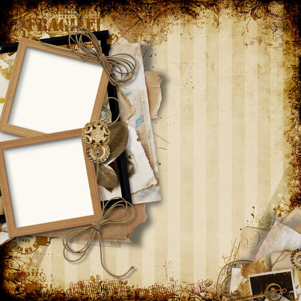 Old frames on the grunge vintage background