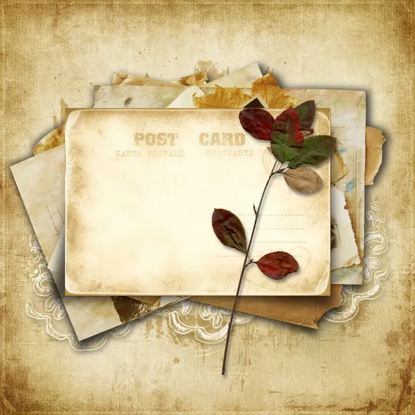 Old postcard on the vintage background — Stock Photo, Image