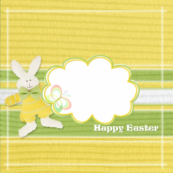 Tarjeta de felicitación de Pascua con conejo — Foto de Stock
