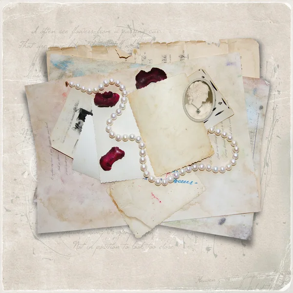 Vintage background with old cards and cameo — Stock Photo, Image