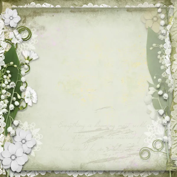 Vintage background with white spring flowers — Stock Photo, Image