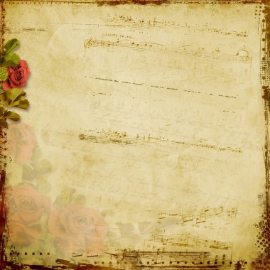 Grunge background with roses clipart