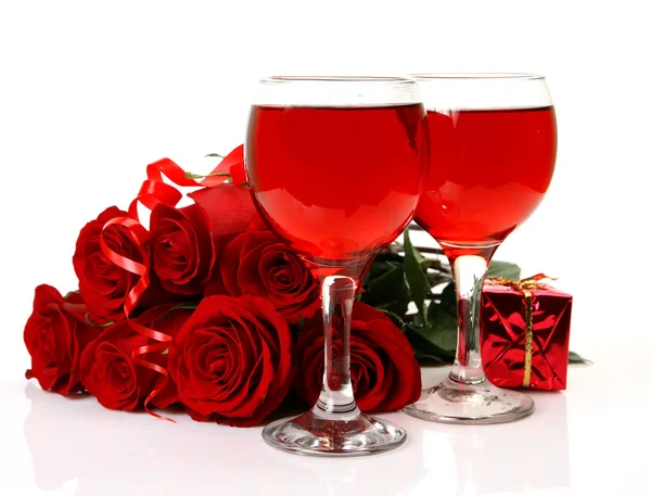 酒和玫瑰 — 图库照片