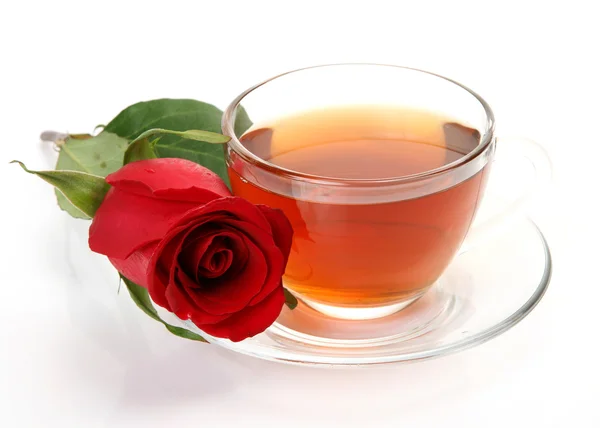 Tea and rose — Stock Photo, Image