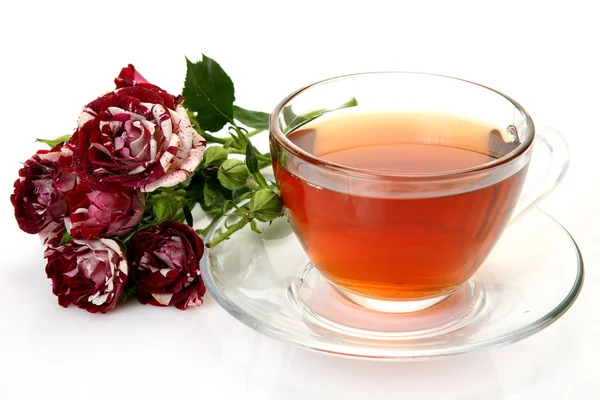 Herbata i róże — Zdjęcie stockowe