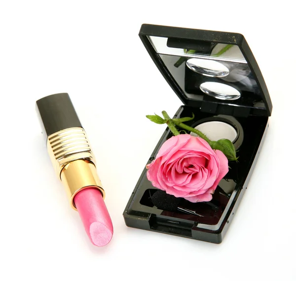 Dekorative Kosmetik und Rosen — Stockfoto