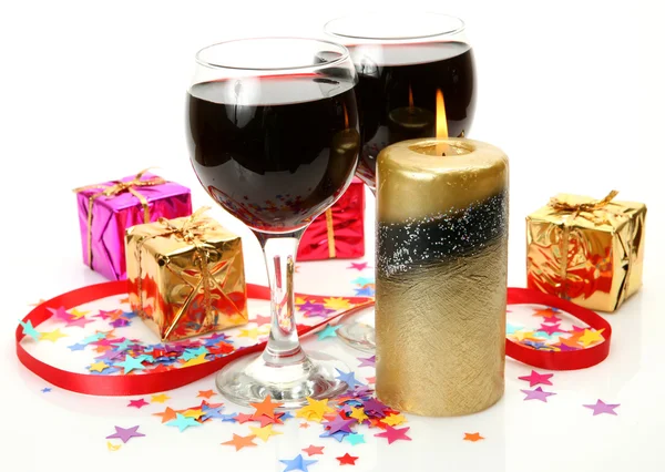 Víno a svíčka — Stock fotografie