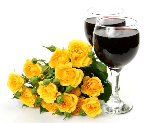 Wine and roses — Stock Photo, Image