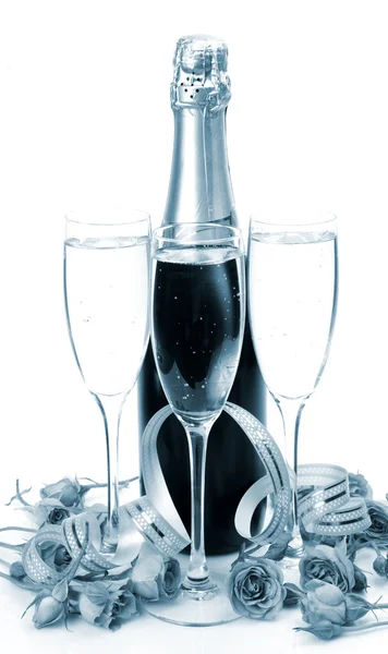 Šampaňské a růže — Stock fotografie