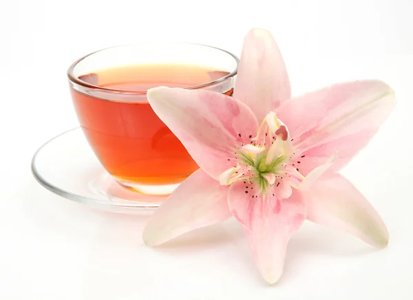 Чай и розовая лилия — стоковое фото
