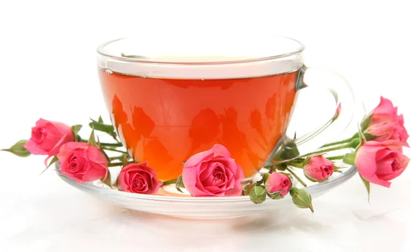 Tee und Rosen — Stockfoto