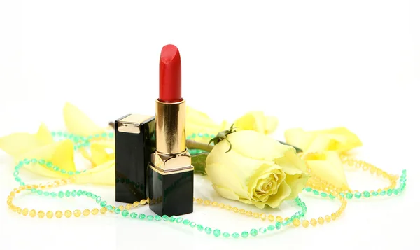 Feine Rose und Lippenstift — Stockfoto